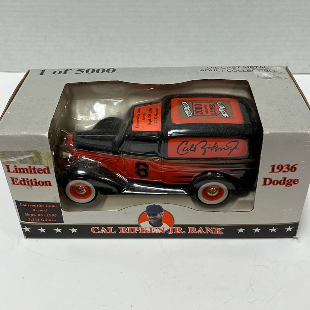 Cal Ripken die cast metal 1936 dodge bank.